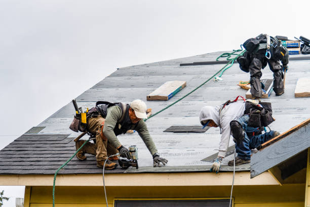 Professional Gutter Installation technician working in Brooks, ME